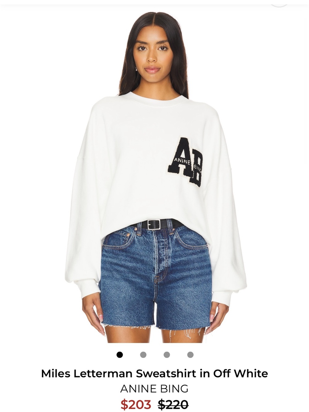 Anine Bing Miles Letterman Sweatshirt in off white - Picture 4 of 6